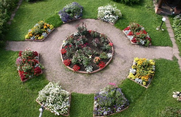 Садовые композиции кругового обзора: цветники и клумбы - Проект; Цветочки; для цветоводов начинающих и профессионалов